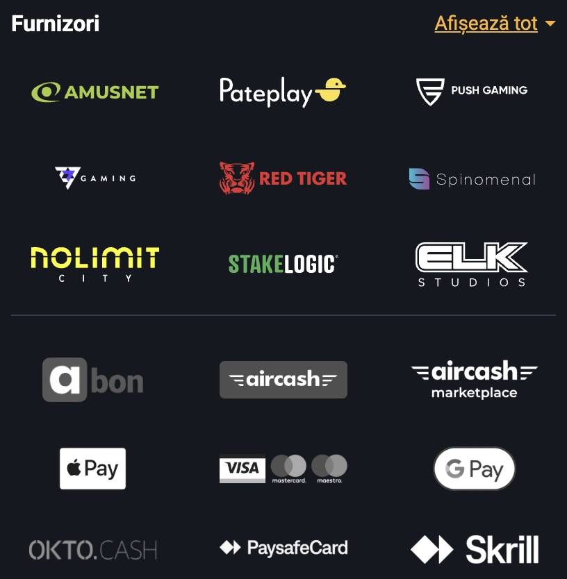 Frank Casino Game Providers